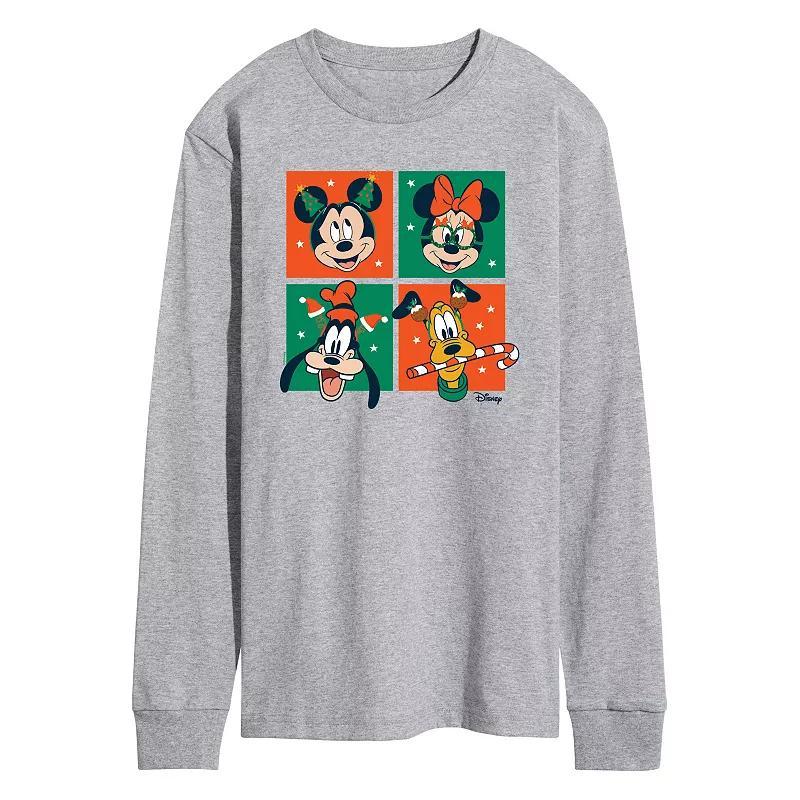 Disneys Mickey Mouse & Friends Mens Christmas Grid Long Sleeve Graphic Tee Product Image