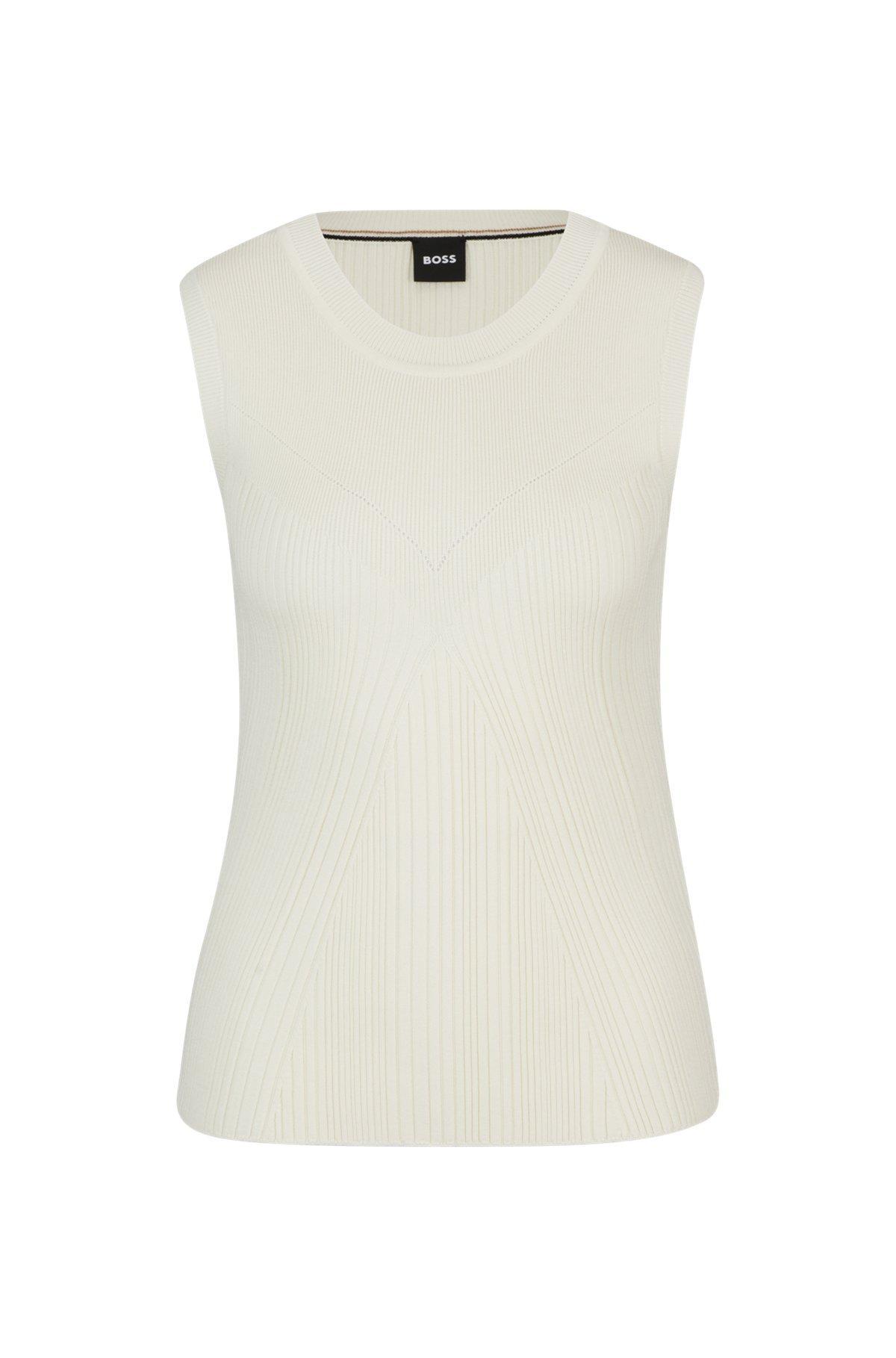 Sleeveless knitted top with ribbed structure Product Image