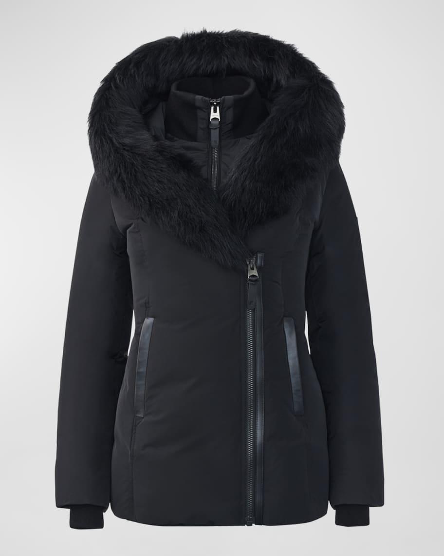 Adali Hooded Down Jacket with Shearling Collar Product Image