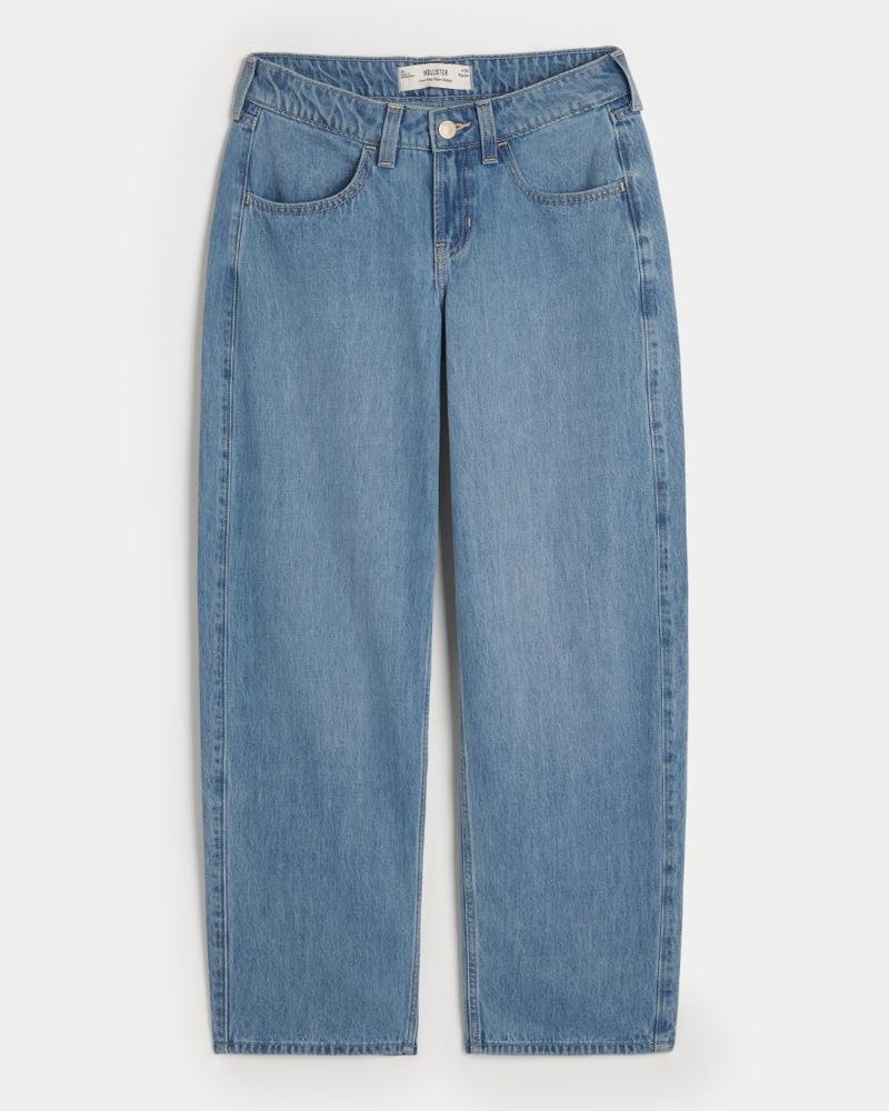 Low-Rise Medium Wash Tapered Baggy Jeans product image