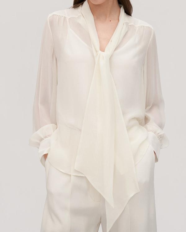 Bow Tie Silk Jasmine Blouse Product Image