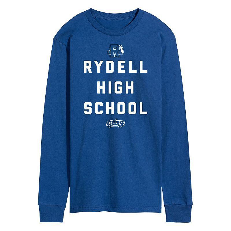 Mens Grease Rydell High Long Sleeve Graphic Tee Med Blue Product Image