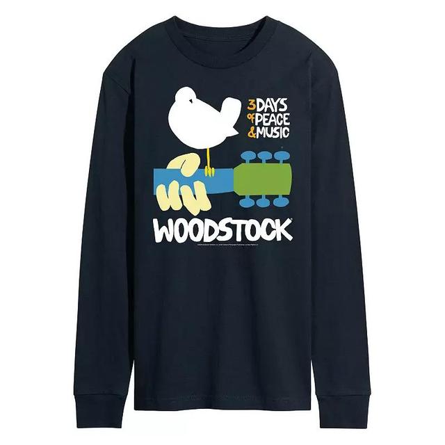 Mens Woodstock Poster Long Sleeve Graphic Tee Blue Product Image