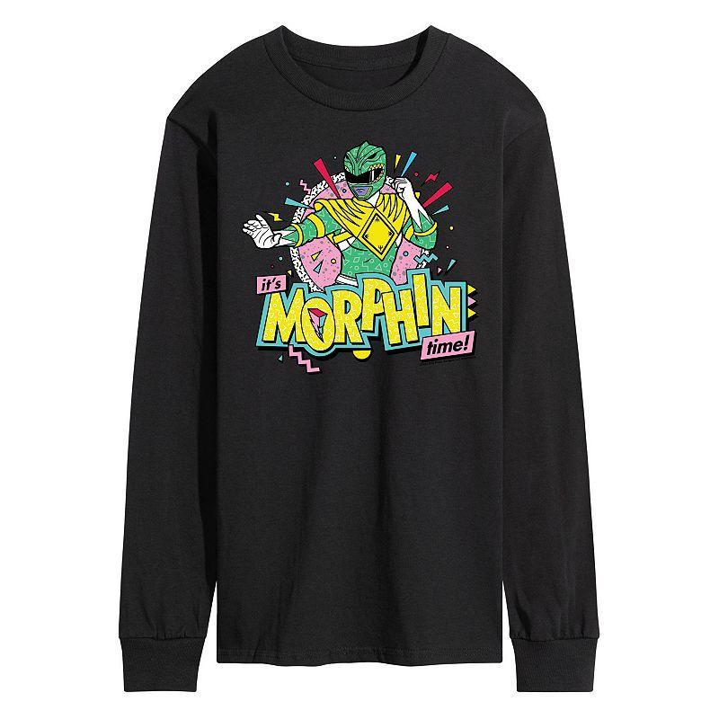 Mens Power Rangers Morphin Green Long Sleeve Graphic Tee Product Image