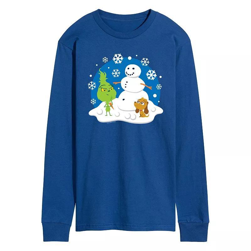 Mens Dr. Seuss The Grinch Building Snowman Long Sleeve Graphic Tee Product Image