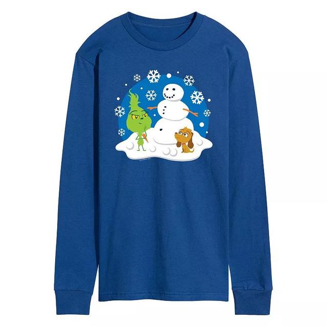 Mens Dr. Seuss The Grinch Building Snowman Long Sleeve Graphic Tee Product Image