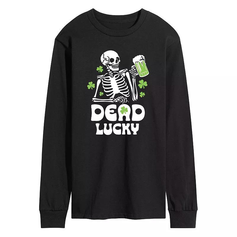 Mens Irish Skeleton Dead Lucky Long Sleeve Graphic Tee Product Image