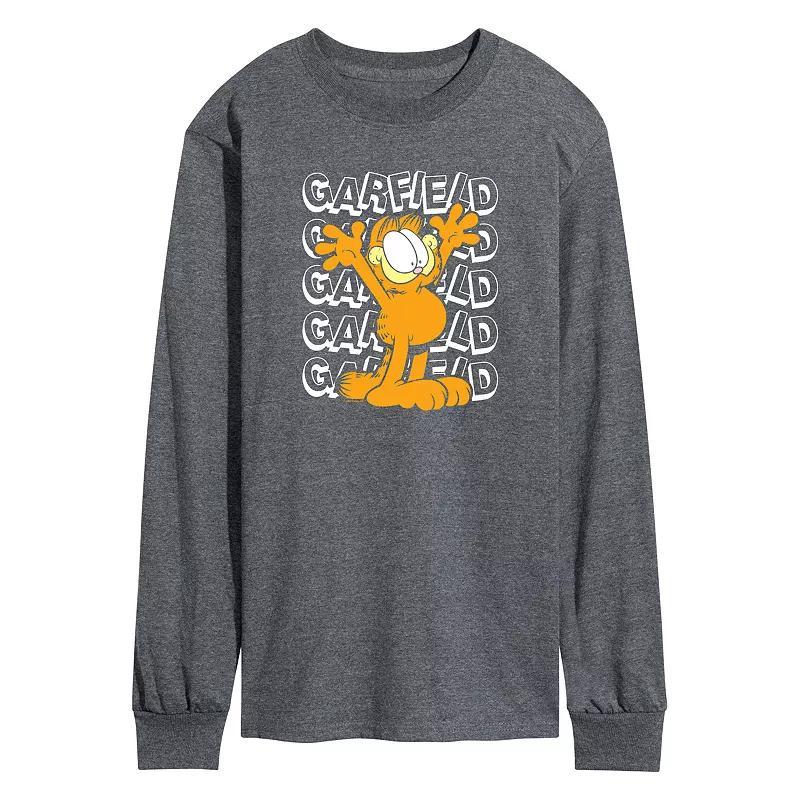 Mens Garfield Repeated Long Sleeve Graphic Tee Product Image