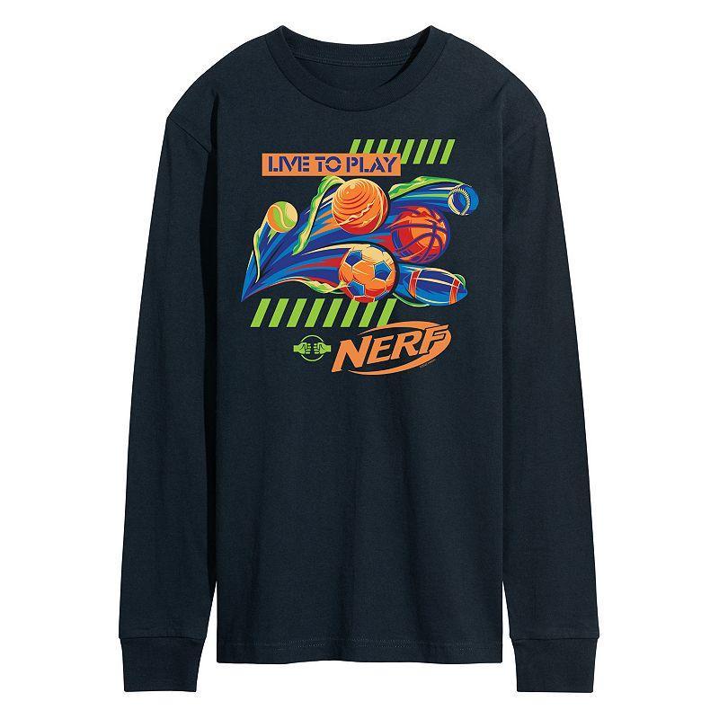 Mens Nerf Live To Play Long Sleeve Graphic Tee Blue Product Image