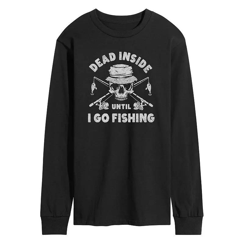 Mens Dead Inside Go Fishing Long Sleeve Graphic Tee Product Image