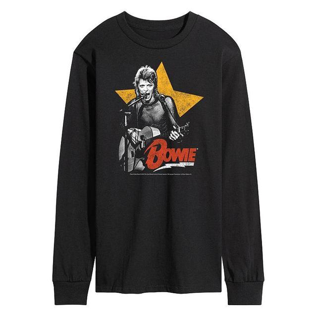 Mens David Bowie Guitar Long Sleeve Tee Blue Product Image