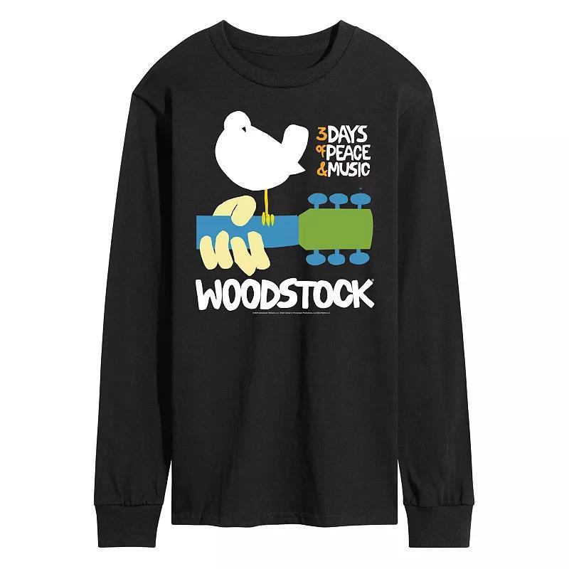 Mens Woodstock Poster Long Sleeve Graphic Tee Black Product Image