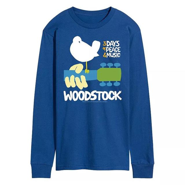 Mens Woodstock Poster Long Sleeve Graphic Tee Med Blue Product Image