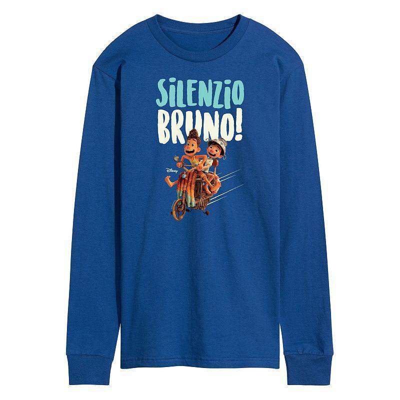 Disneys Luca Mens Silenzio Long Sleeve Graphic Tee Med Blue Product Image