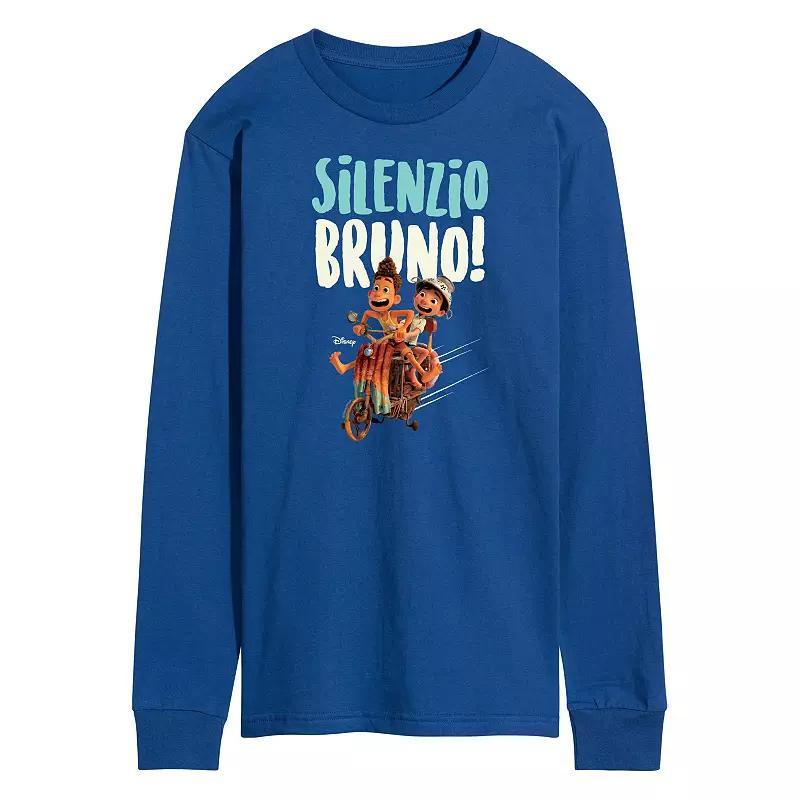 Disneys Luca Mens Silenzio Long Sleeve Graphic Tee Med Blue Product Image