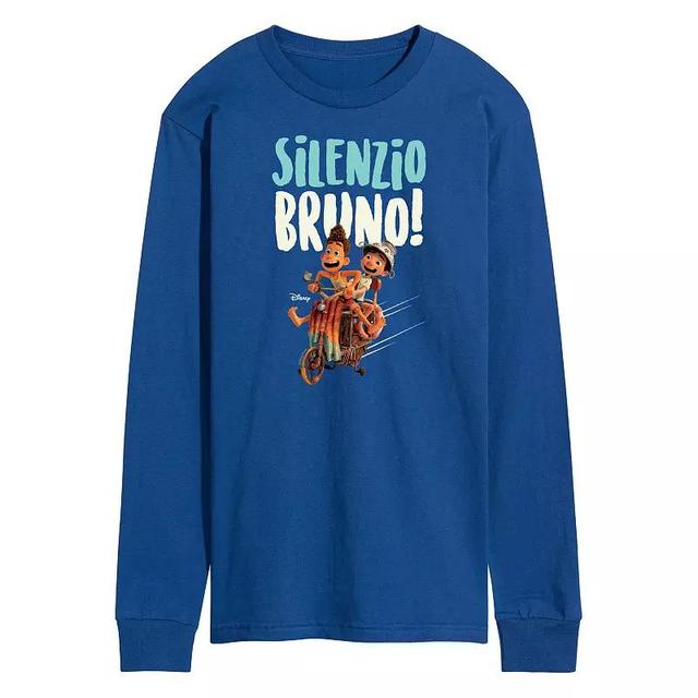 Disneys Luca Mens Silenzio Long Sleeve Graphic Tee Med Blue Product Image