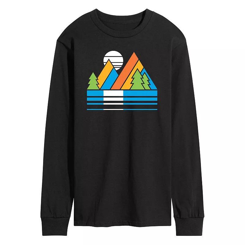 Mens Retro Mountains Sunset Long Sleeve Tee Product Image