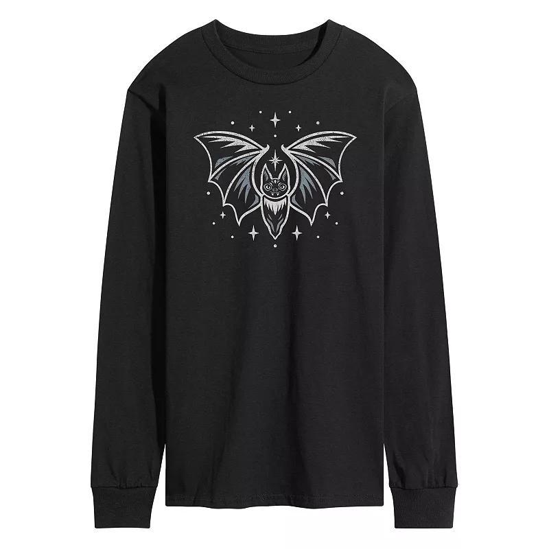 Mens Grey Bat Long Sleeve Graphic Tee Product Image