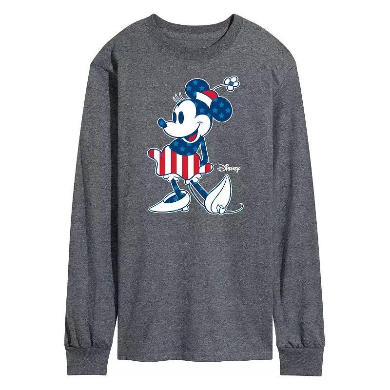 Disneys Minnie Mouse Mens Flag Long Sleeve Graphic Tee Product Image