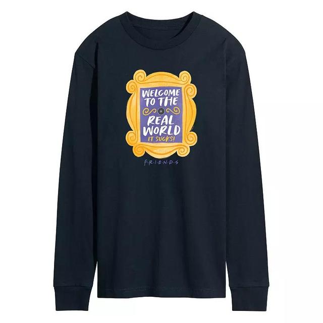 Mens Friends Welcome To The Real World Long Sleeve Graphic Tee Blue Product Image