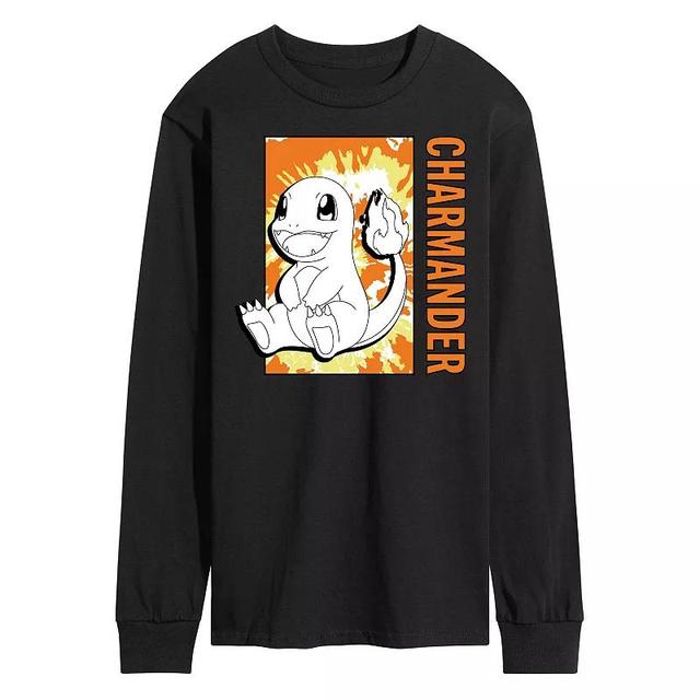 Mens Pokmon Tie Dye Charmander Long Sleeve Graphic Tee Blue Product Image