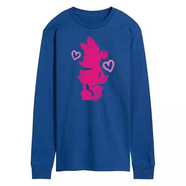 Disneys Minnie Mouse Mens Hearts Long Sleeve Tee Med Blue Product Image