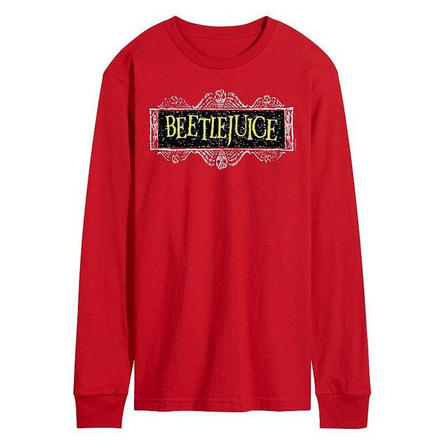 Mens Beetlejuice Logo Long Sleeve Tee Red Product Image