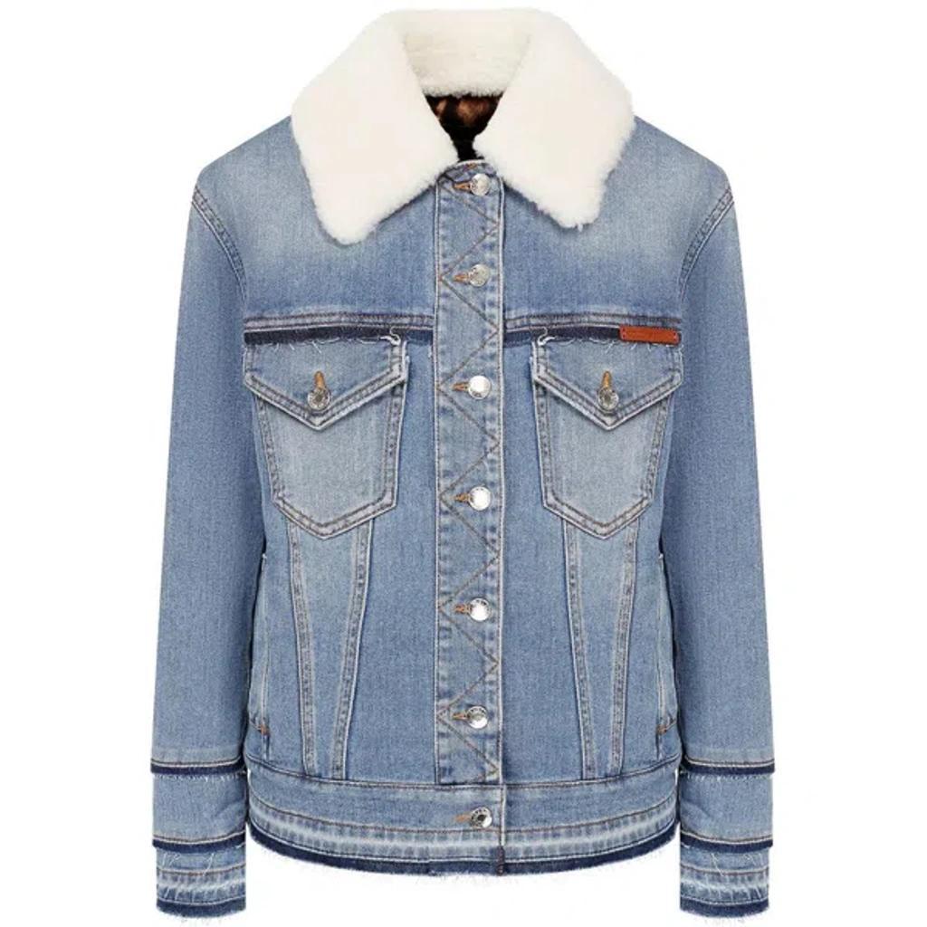 DOLCE & GABBANA Light Blue Cotton Jackets & Coat Product Image