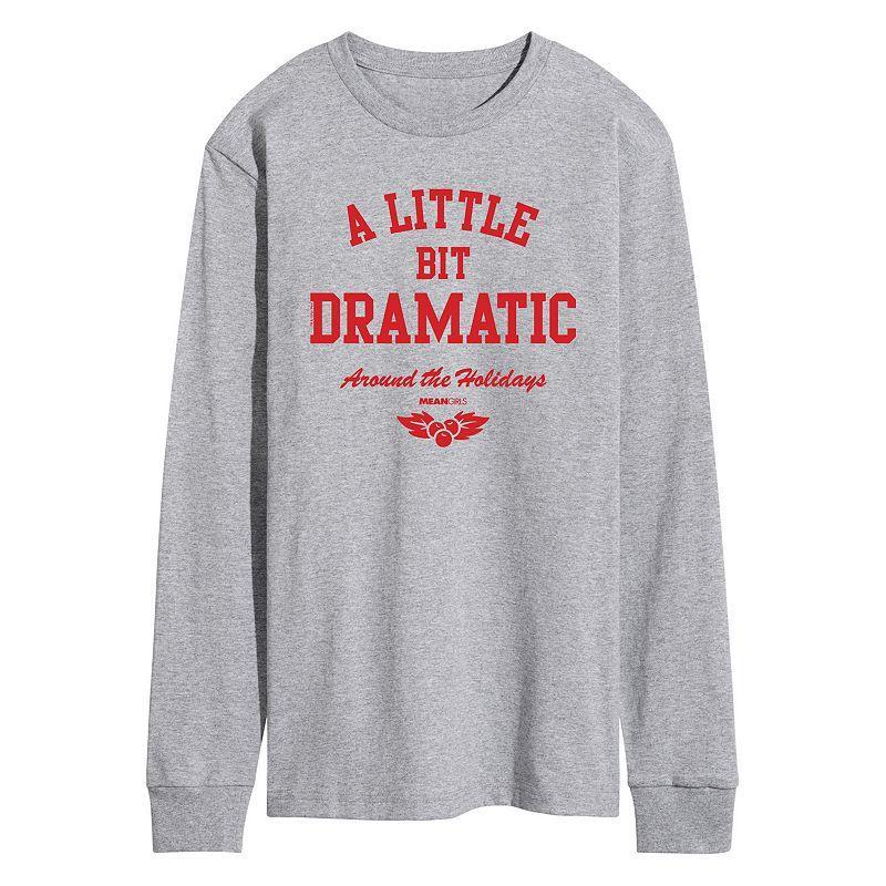 Mens Mean Girls Little Bit Dramatic Long Sleeve Graphic Tee Med Grey Product Image