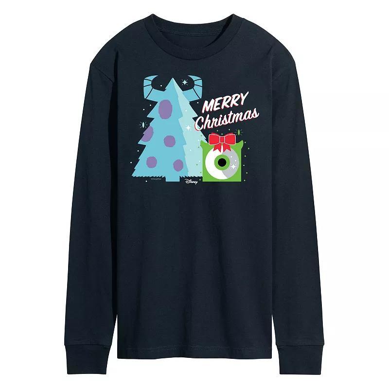 Mens Disney Monsters Inc Merry Christmas Long Sleeve Blue Product Image