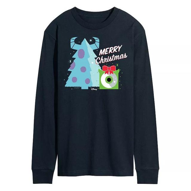 Mens Disney Monsters Inc Merry Christmas Long Sleeve Blue Product Image