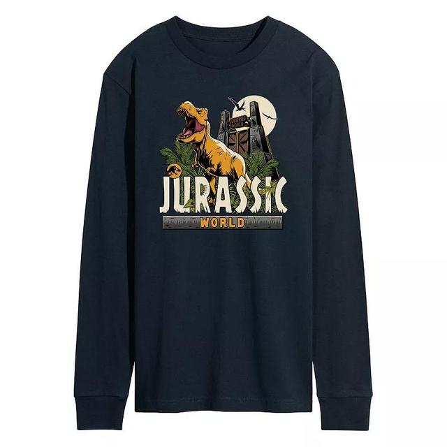 Mens Jurassic World T Rex Long Sleeve Graphic Tee Grey Gray Product Image