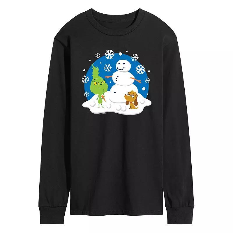 Mens Dr. Seuss The Grinch Building Snowman Long Sleeve Graphic Tee Product Image