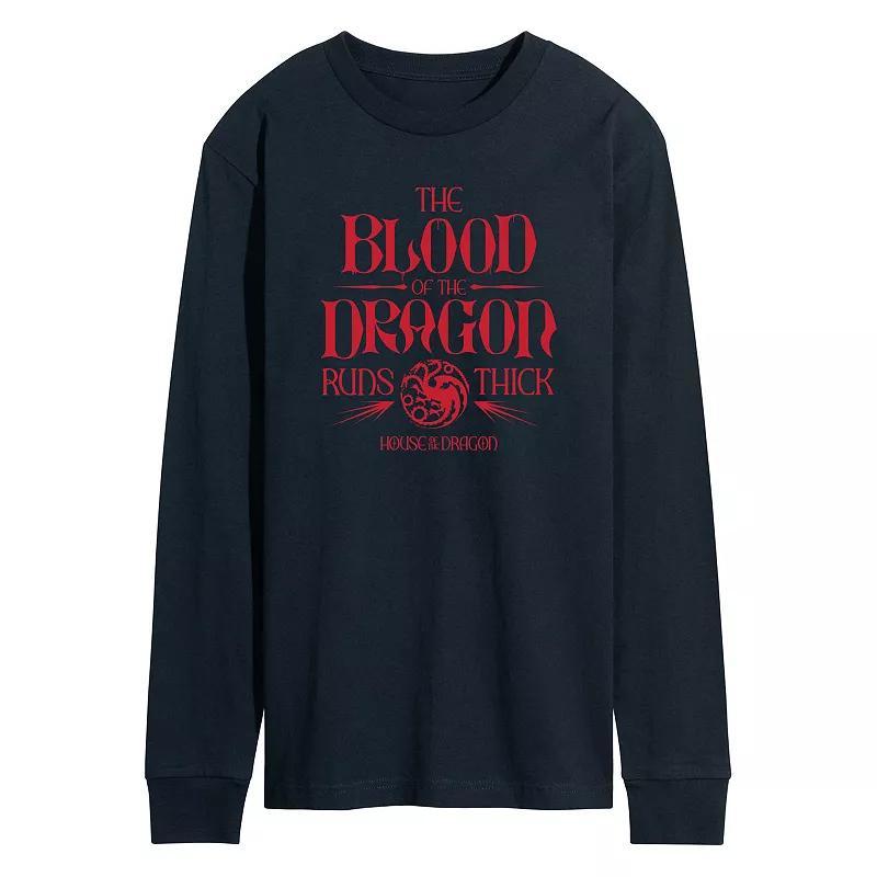 Mens House Of The Dragon Blood Of Dragon Long Sleeve Graphic Tee Blue Product Image