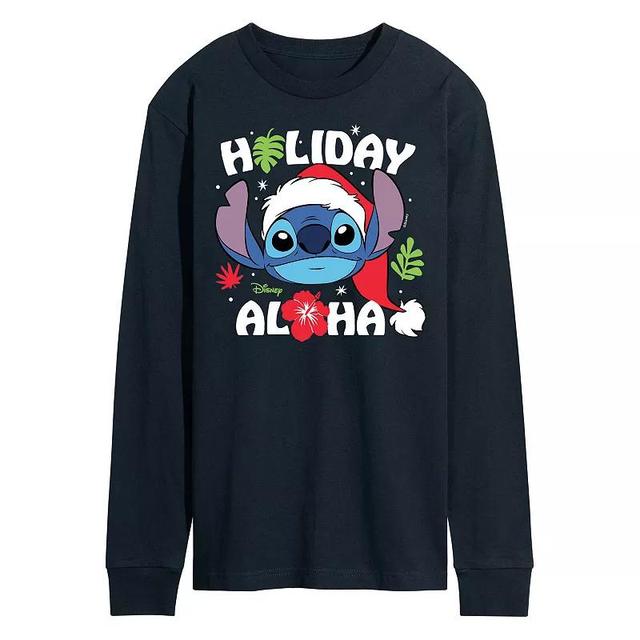 Disneys Lilo & Stitch Holiday Aloha Tee, Mens Blue Product Image