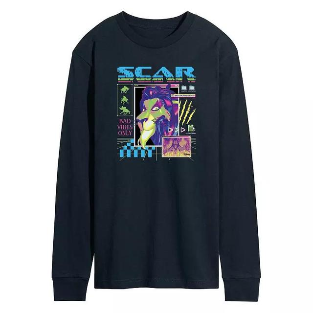 Disney Villains Lion King Scar Mens Long Sleeve Graphic Tee Blue Product Image