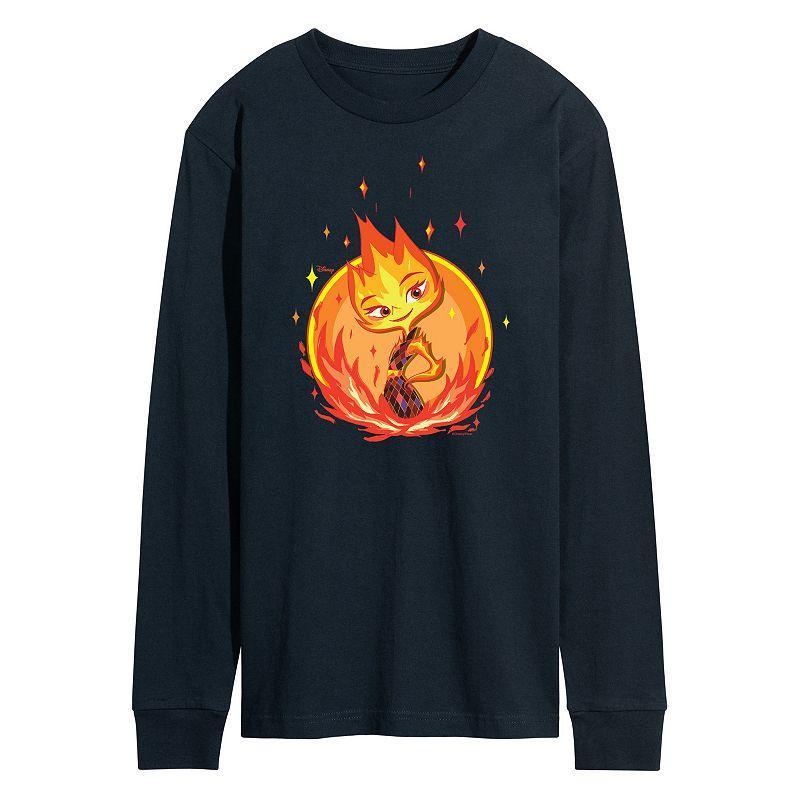 Disneys Elemental Mens Ember Badge Long Sleeve Blue Product Image