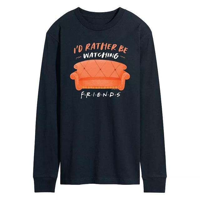 Mens Friends Id Rather Be Watching Friends Long Sleeve Graphic Tee Blue Product Image