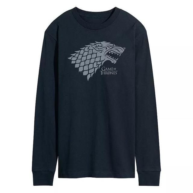 Mens Game Of Thrones Stark Wolf Head Long Sleeve Graphic Tee Product Image