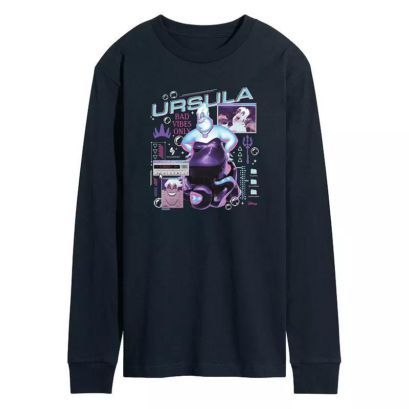 Disney Villains The Little Mermaid Ursula Mens Computer Long Sleeve Graphic Tee Blue Product Image