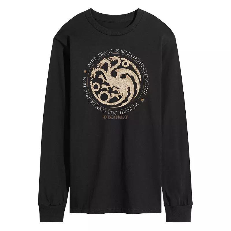 Mens House Of Dragon Dragons Begin Fighting Long Sleeve Graphic Tee Product Image