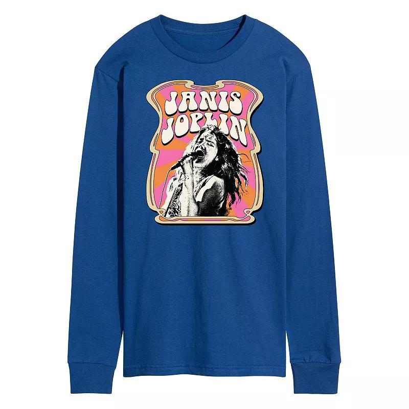 Mens Janis Joplin Poster Long Sleeve Tee Med Grey Product Image