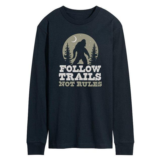 Mens Follow Trails Not Rules Sasquatch Long Sleeve Tee Blue Product Image