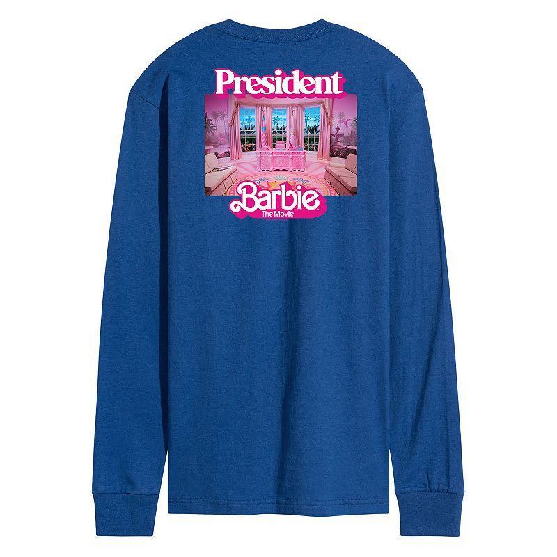 Mens Barbie The Movie President Barbie Long Sleeve Graphic Tee Black Product Image