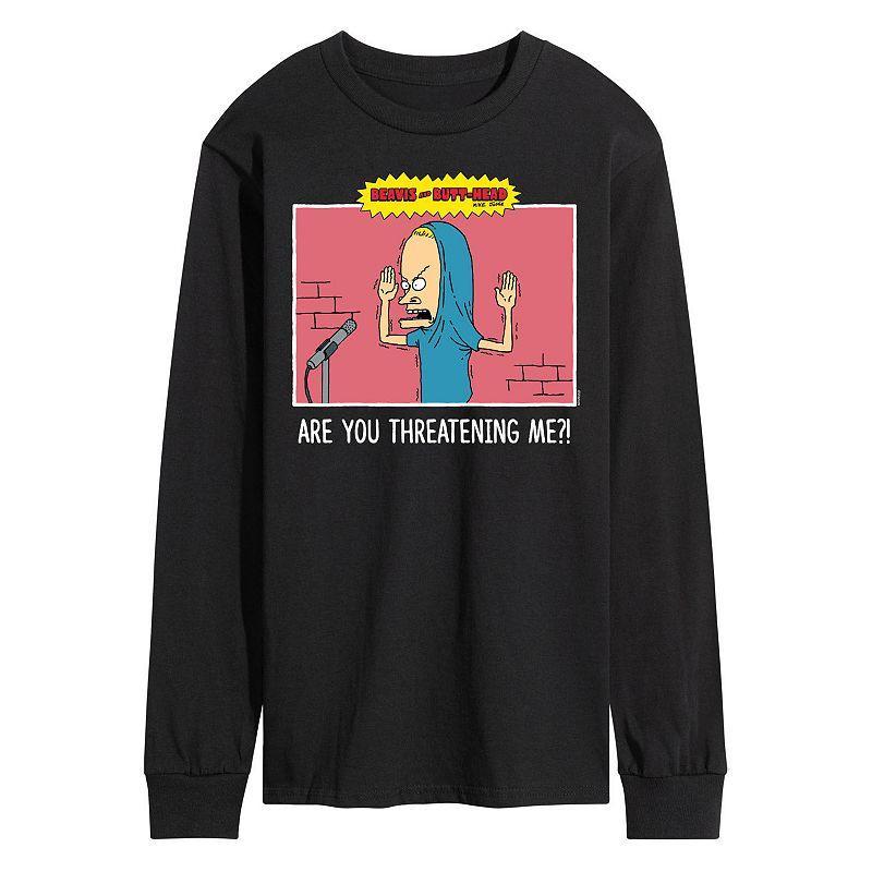 Mens Beavis And Butthead Threatening Me Long Sleeve Tee Product Image