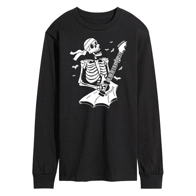 Mens Skeleton Guitar Long Sleeve Graphic Tee Black Product Image