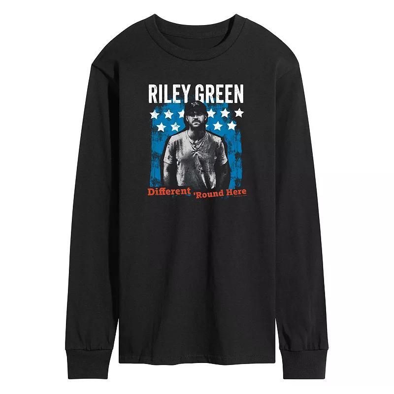 Mens Riley Green Different Round Here Long Sleeve Graphic Tee Blue Product Image