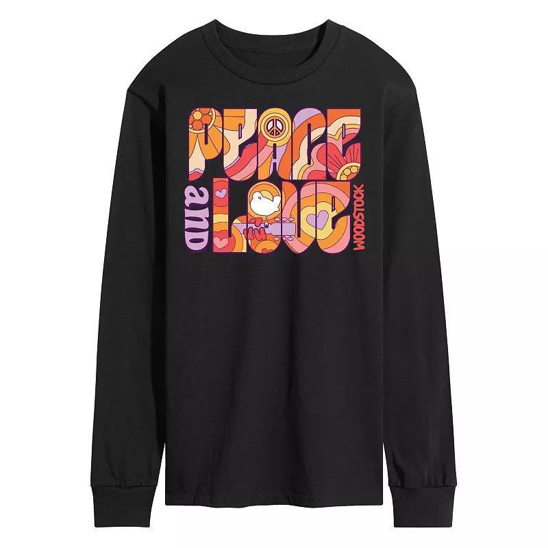 Mens Woodstock Peace And Love Long Sleeve Graphic Tee Product Image