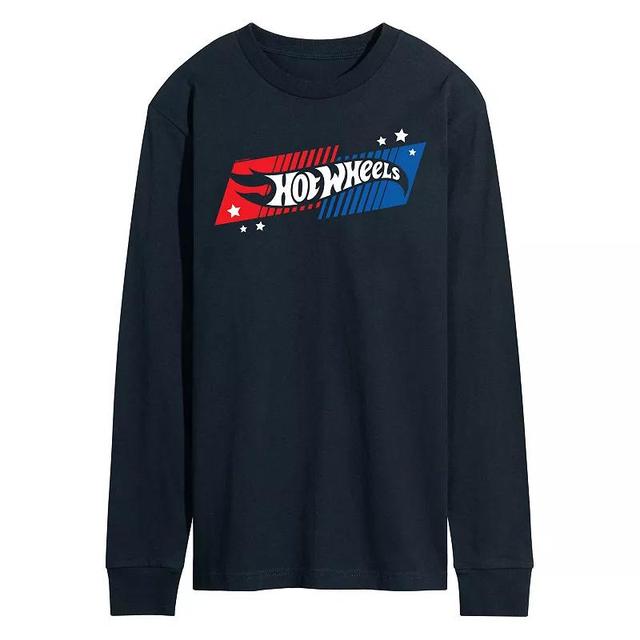 Mens Hot Wheels Red White Blue Logo Long Sleeve Graphic Tee Product Image