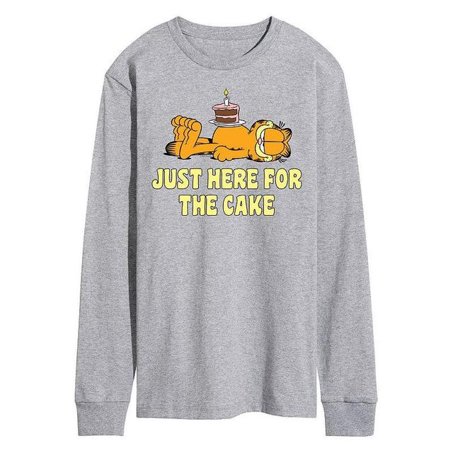 Mens Garfield Just Here For Cake Long Sleeve Graphic Tee Med Grey Product Image